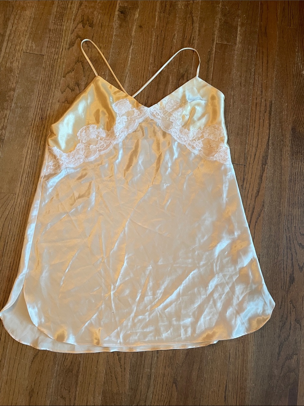 Delicates Satin Slip Chemise in creamy gold size large